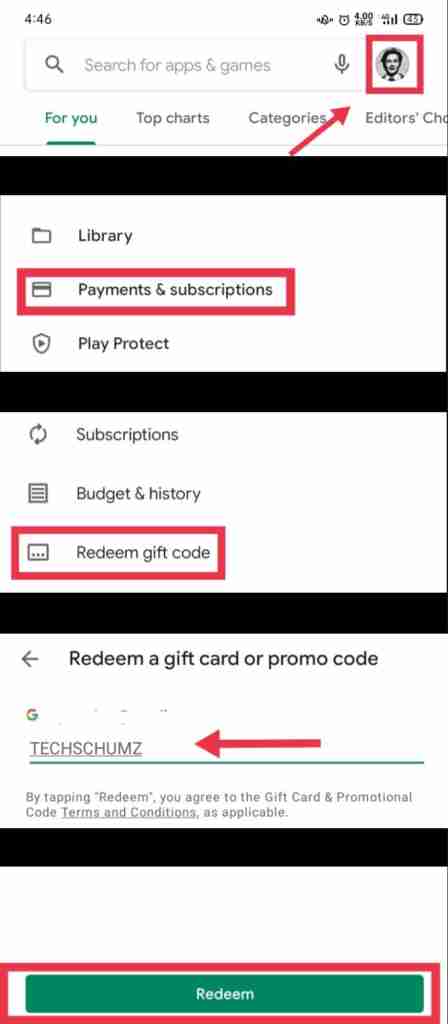 add money to Google Play using gift cards