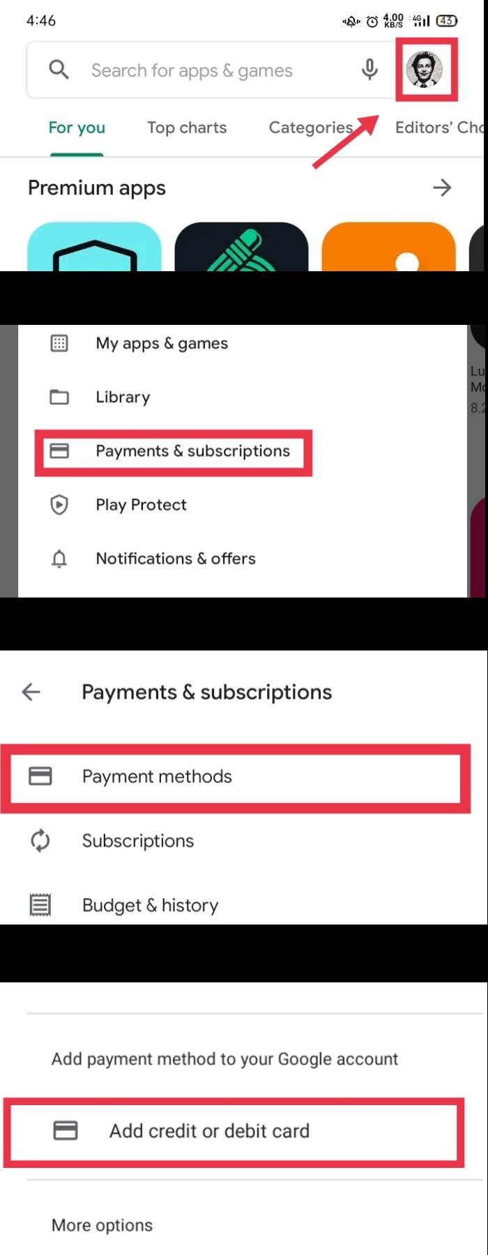 Adding credit card to Google Play