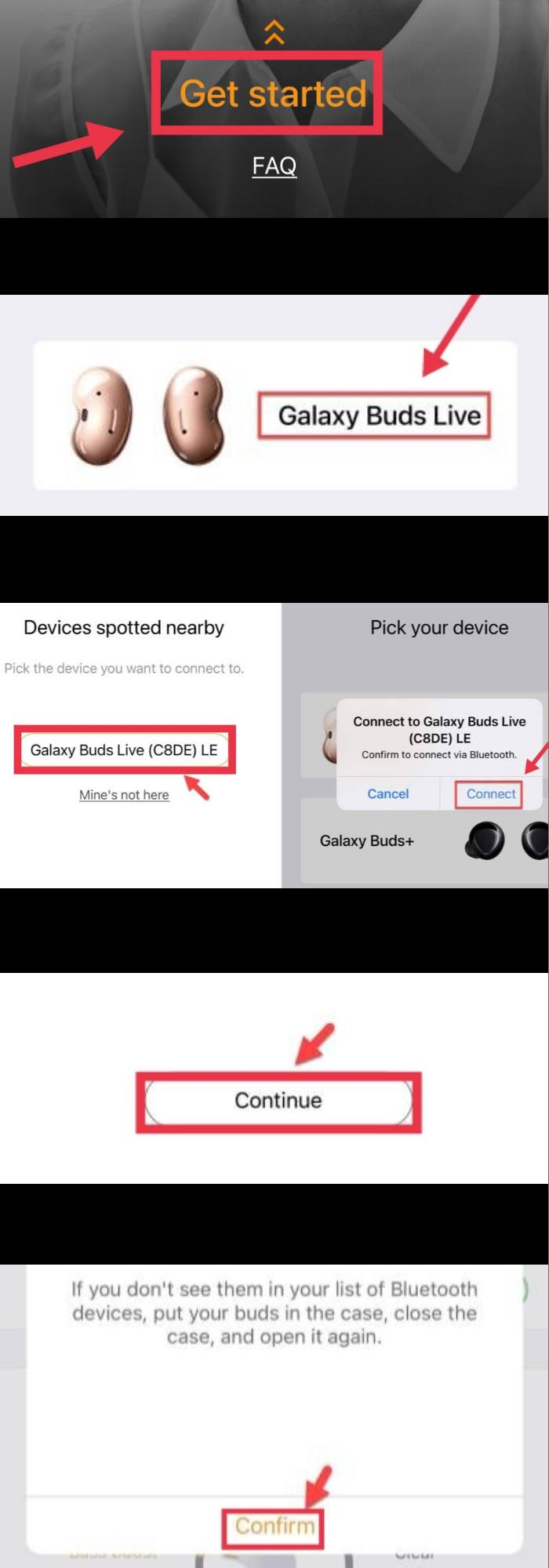 Connect Galaxy Buds Live with iPhone and iPad (step-by-step guide picture)