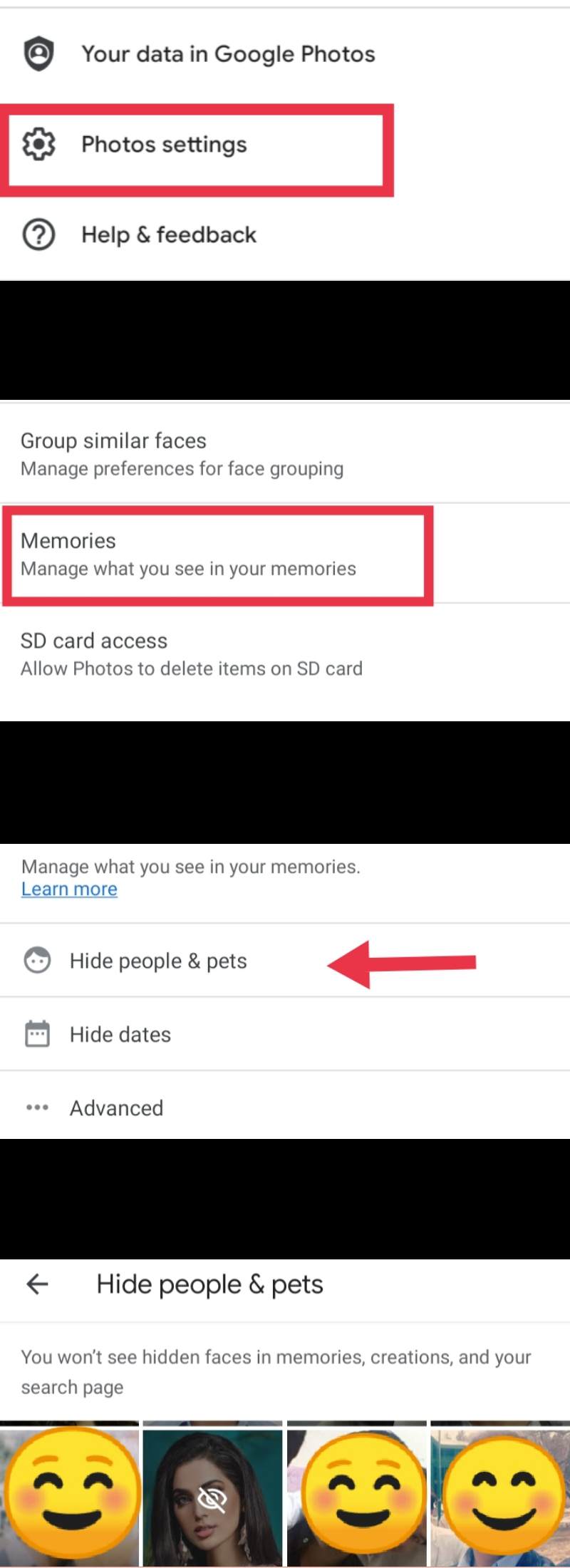 Hide People from your Google Photos Memories (step-by-step guide image)