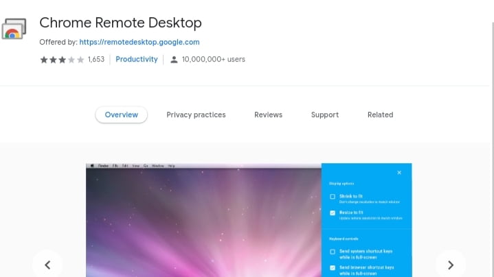 google chrome remote desktop extension