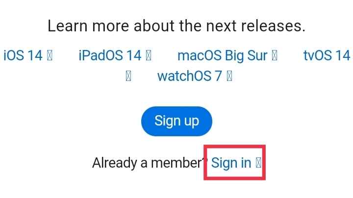 Signing in to Apple