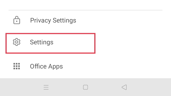 Click on the Settings option