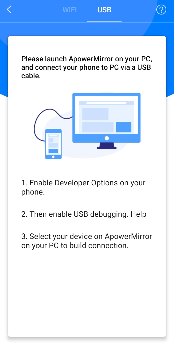 Connecting through USB