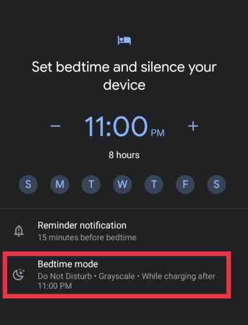 Select Bedtime mode