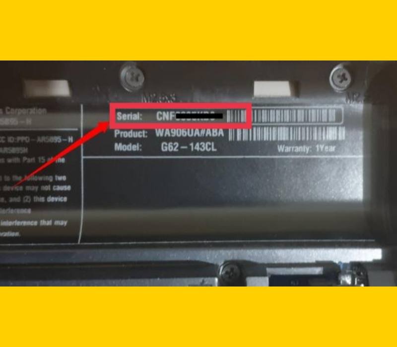 Find the HP Laptop Serial Number Under the Battery Compartment 