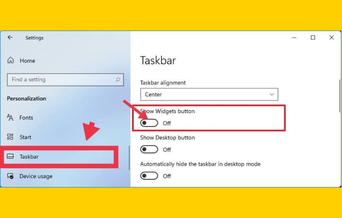Remove Widgets From Taskbar Settings