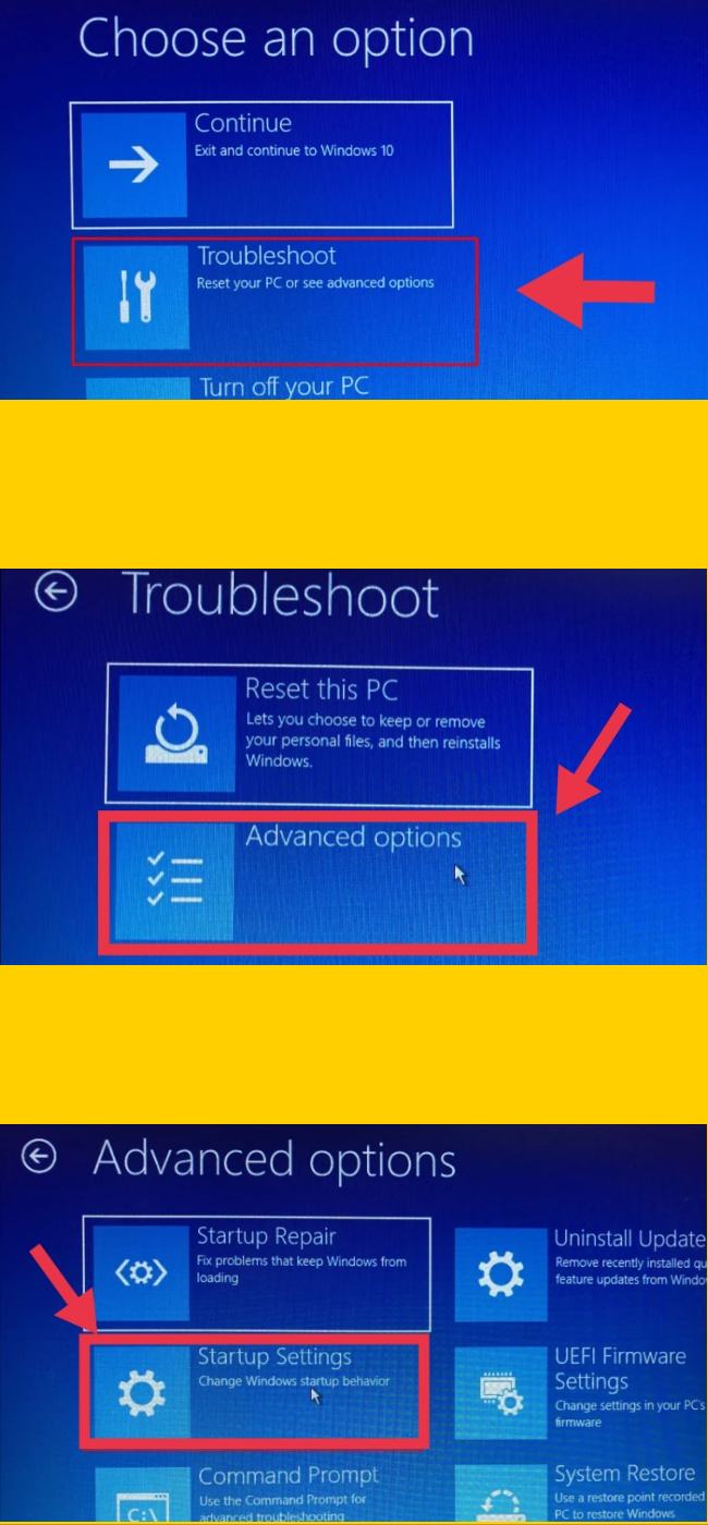 Access Safe Mode from Windows Recovery Environment