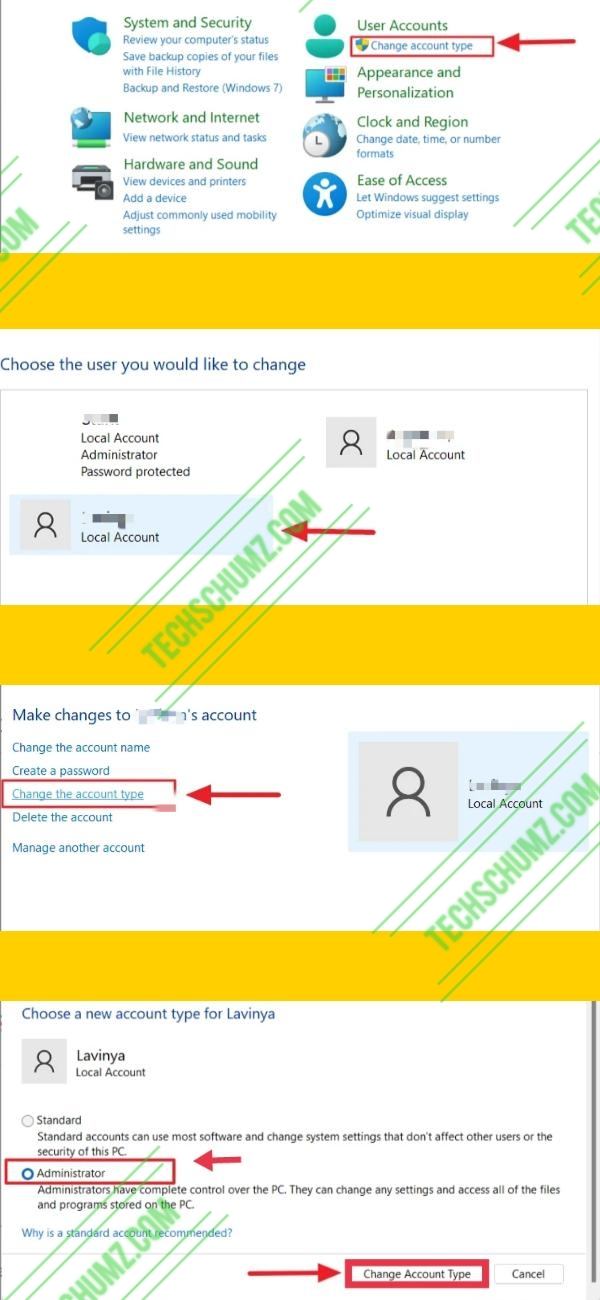 Change Administrator On Windows 11 via Control Panel