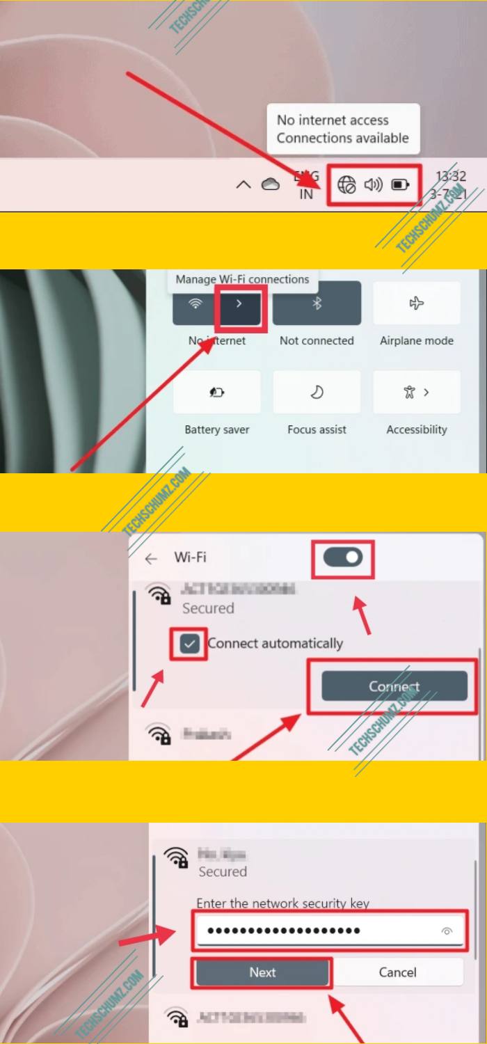 Connect to WiFi on Windows 11 PC or Laptop using Taskbar
