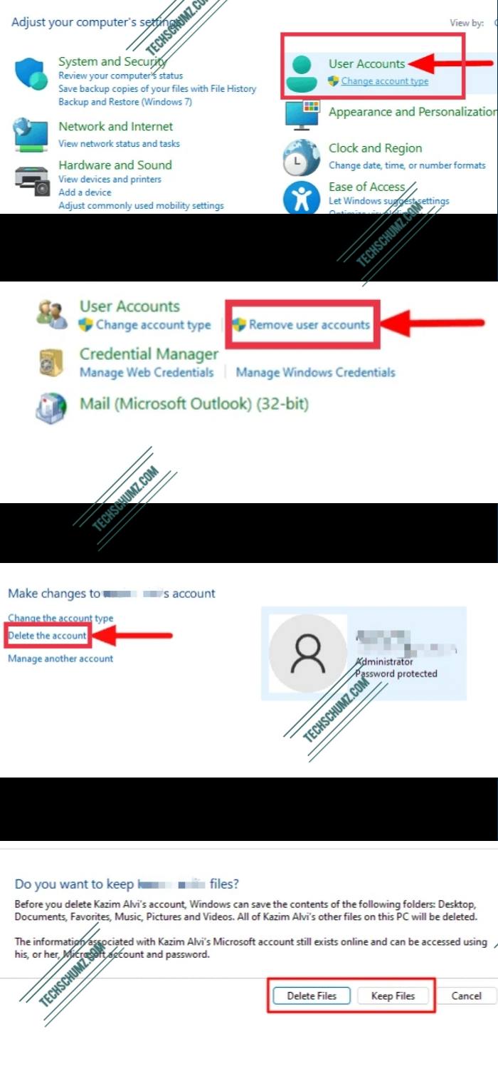 Unlink a Microsoft Account from a Windows 11 Computer via Control Panel