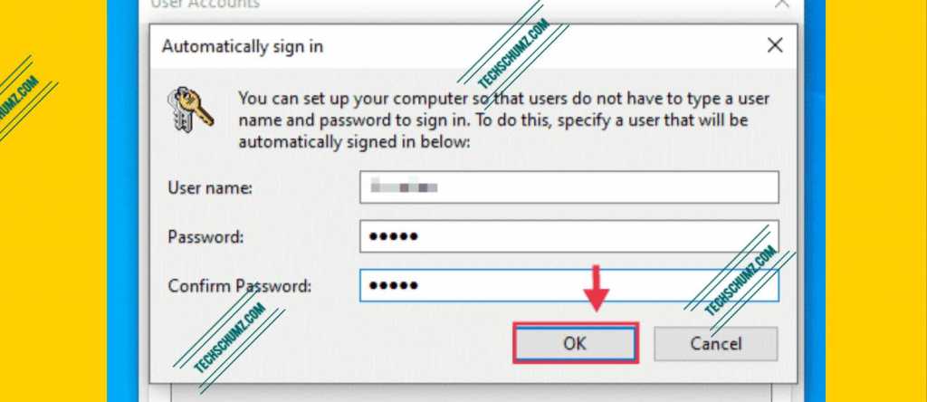 Enter username and password to automatically sign in