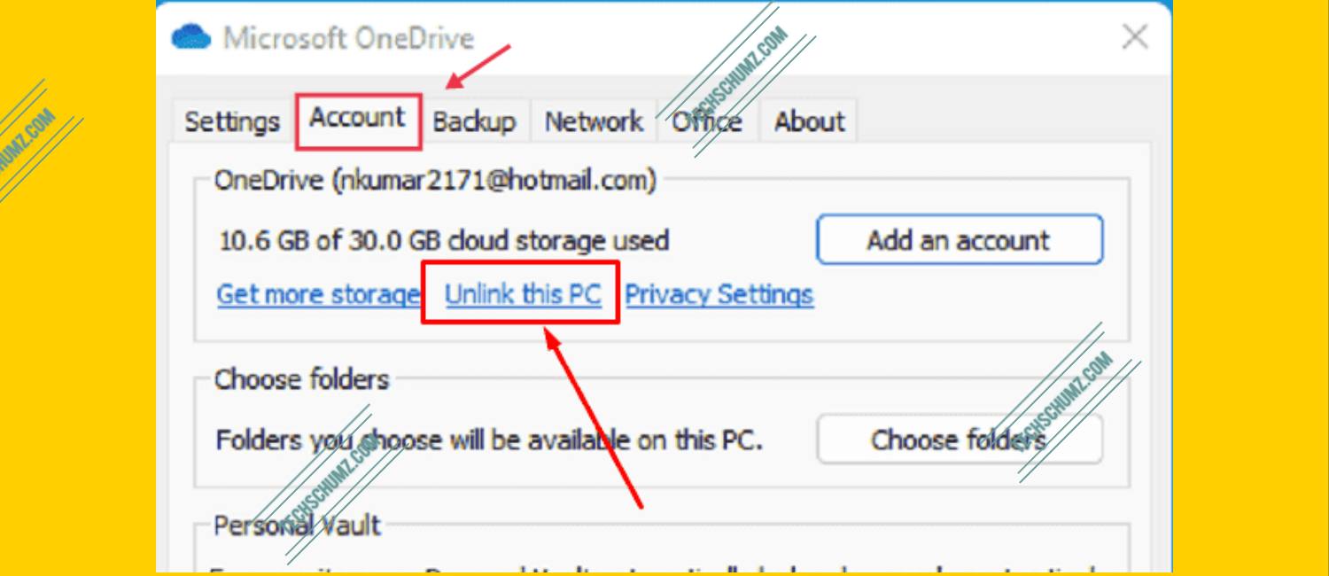 Unlink OneDrive from Windows 11