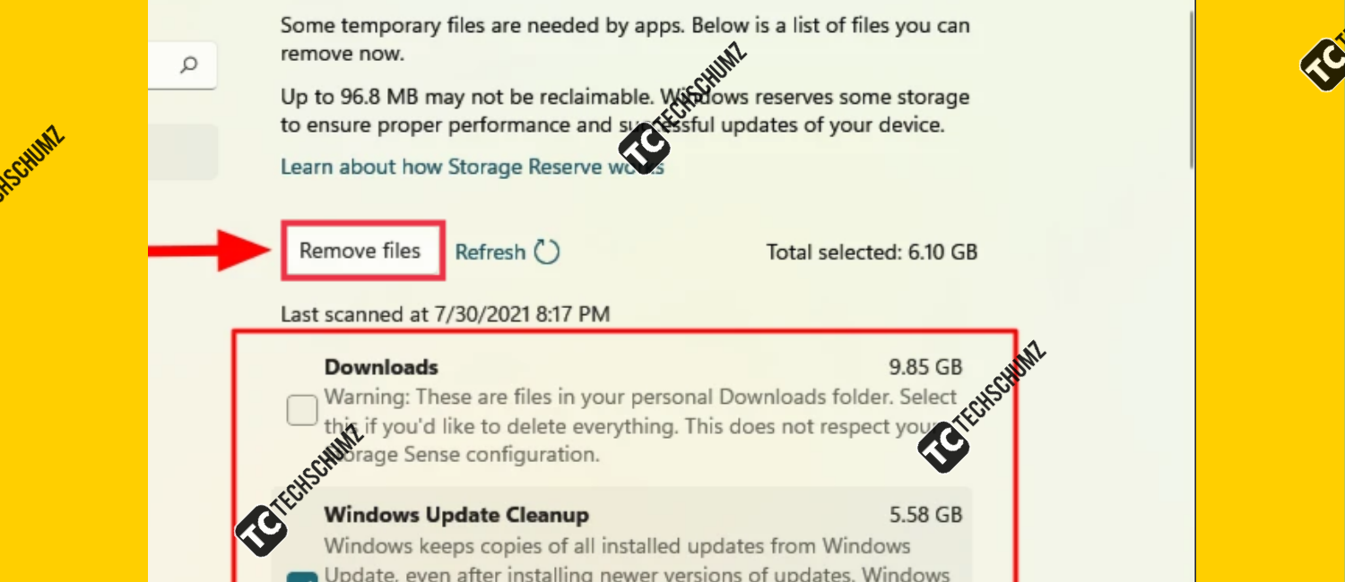 Remove temp files cache on Windows 11