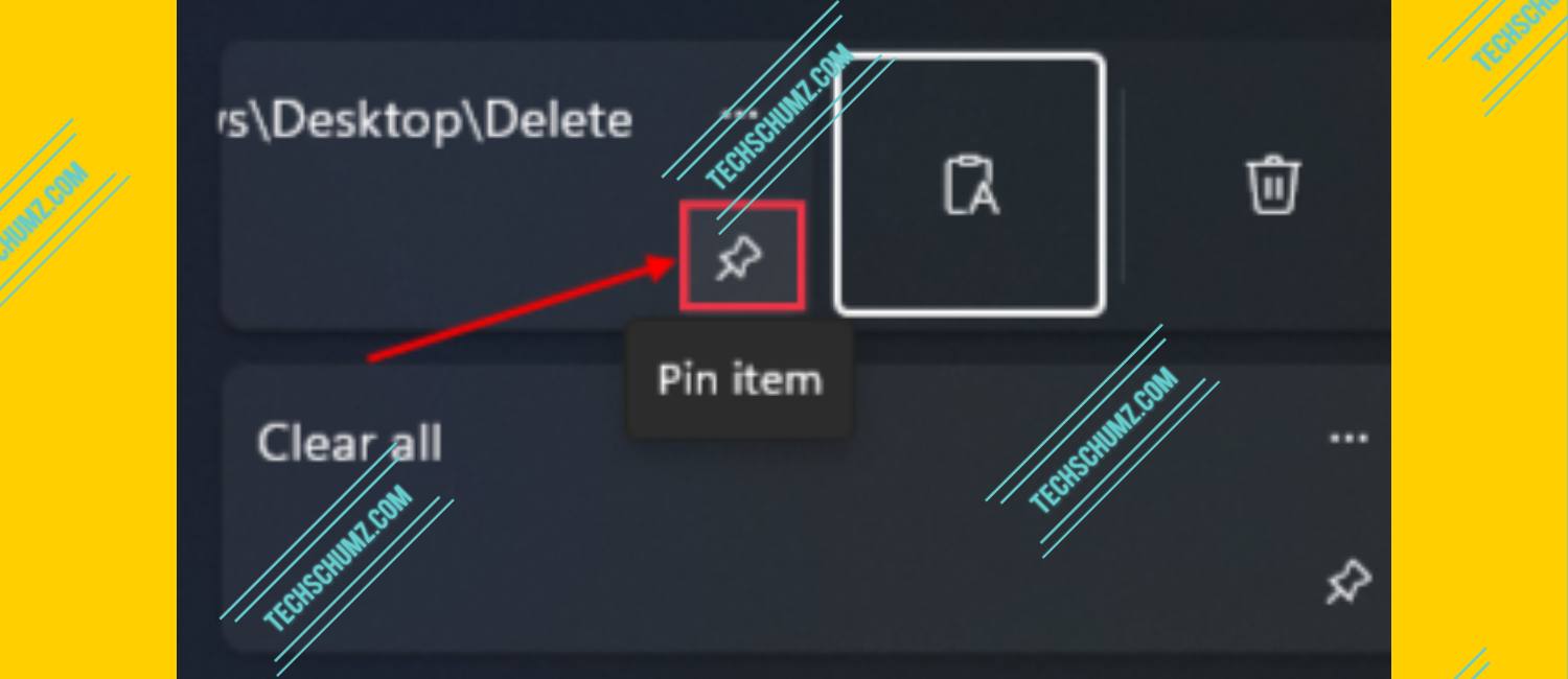 Pin an item on Clipboard Windows 11