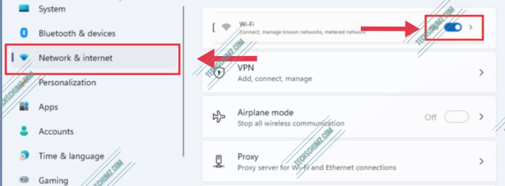 Turn on WiFi from Settings