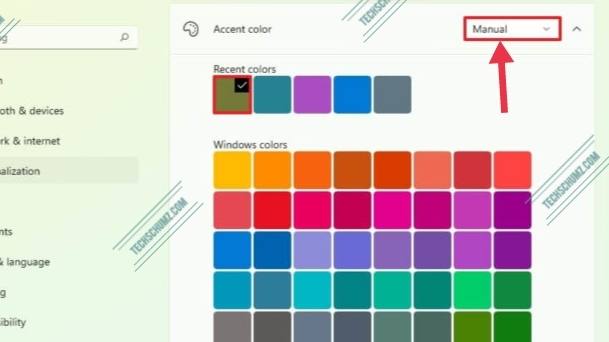 Select and Change the Windows 11 Start Menu and Taskbar Color