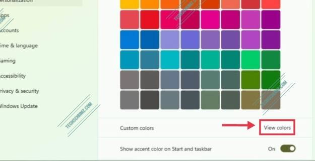 Select a custom color for Windows 11