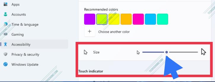 Changing cursor size