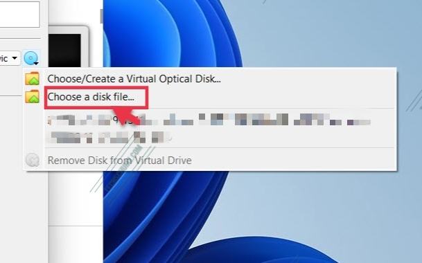 Choose disk file