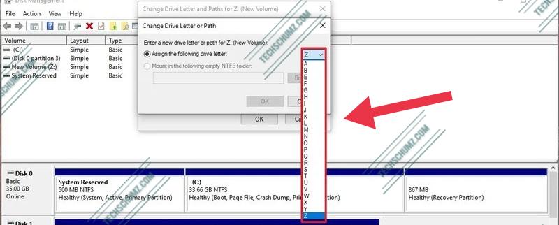 Choose a drive letter