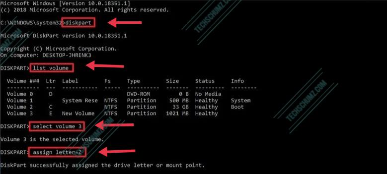 Change the drive letter via CMD