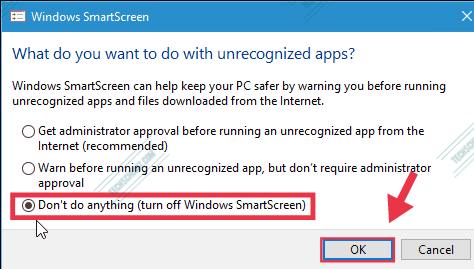 Disable SmartScreen on Windows 11 via Control Panel