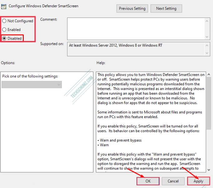 windows defender app turned off by group policy