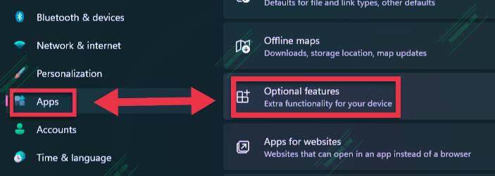 Go to Optional Features on Settings