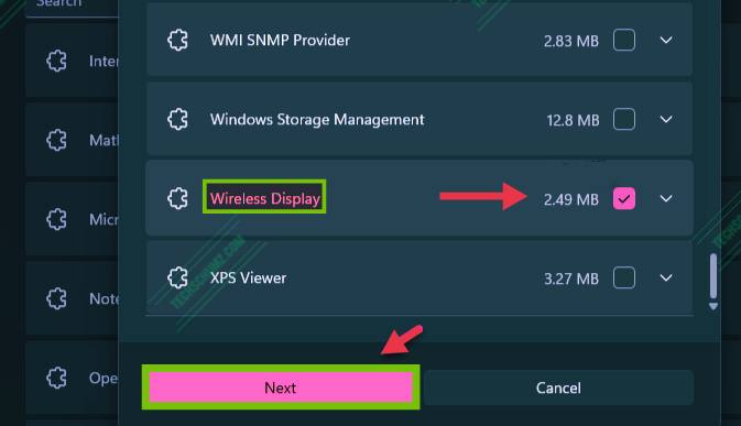 Select Wireless Display and click Next