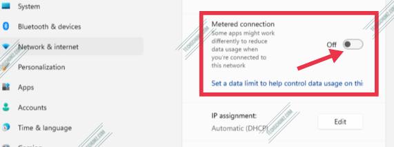 Turn off Metered Connection