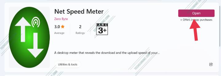 Open the Net Speed Meter app