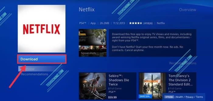 Click Download to get Netflix on PlayStation 5
