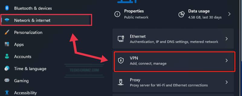 Navigate to VPN in Settings app