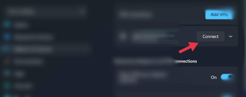 Connect to a VPN on Windows 11 via Settings app