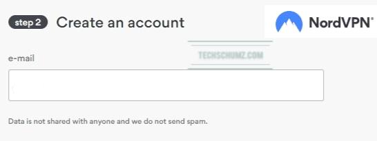 Create an account in NordVPN