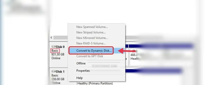 convert a basic disk to a dynamic disk on Windows 11 using Disk Management