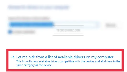 Let me pick from a list of available drivers on my computer
