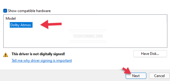 Select Dolby Atmos and click Next