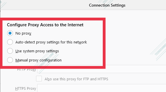 Connection Settings on Firefox