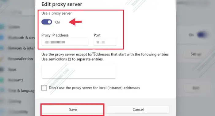 Manually Configure a Proxy Server On Windows 11