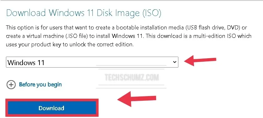 Begin downloading Windows 11 from Microsoft site