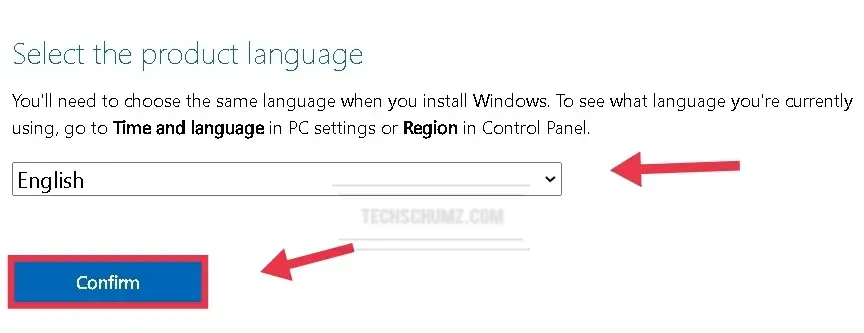 Choose your language and click Confirm