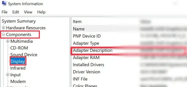 Check Graphics Card on a Windows 11 Computer using System Information Tool