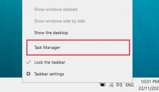 Opening Task Manager