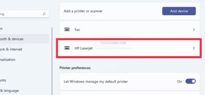 Click on the printer that you want to share on the network