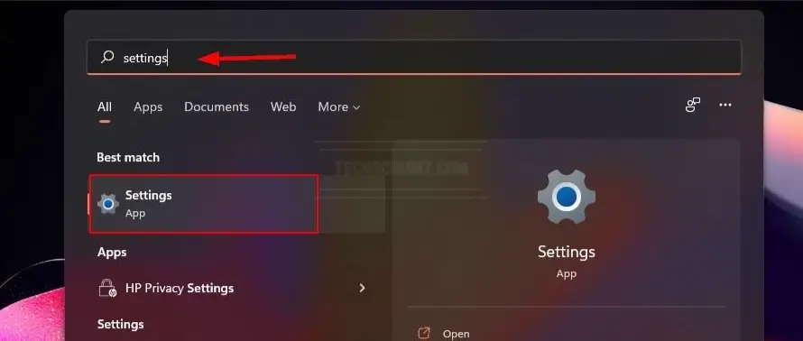 Open Settings app on Windows 11