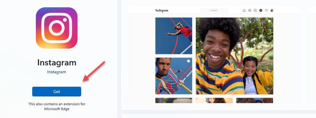 Get Instagram on Windows 11 from the Microsoft Store