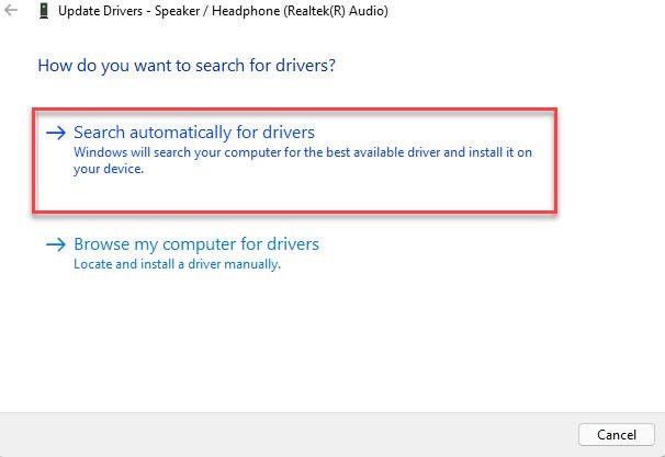 Search automatically for drivers