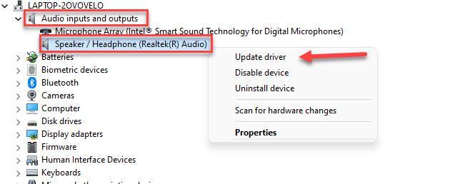 Update Realtek HD audio drivers on Windows 11